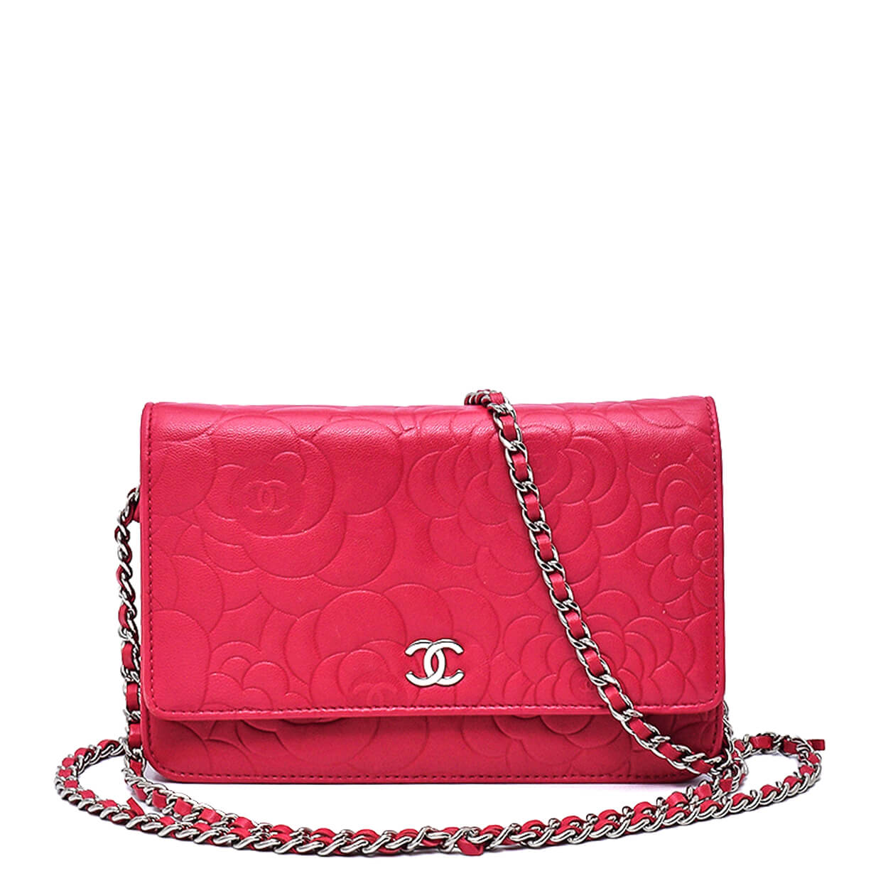 Chanel - Pink Lambskin Leather Camellia Wallet on Chain Bag WOC